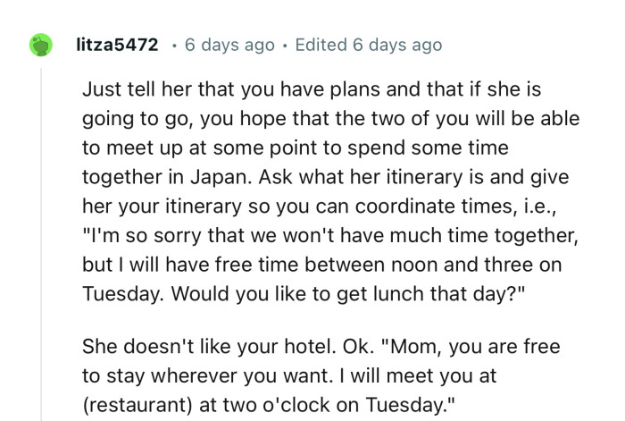 OP should consider taking this route. Not a bad way to approach an entitled mom