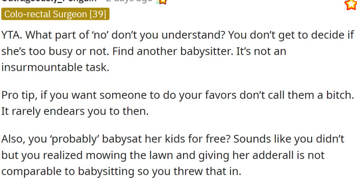 If you want someone to do your favors don’t call them...