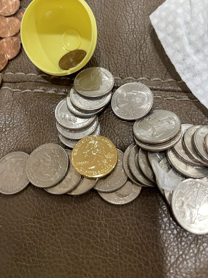 "Got A Roll Of Quarters From The Bank And My Wife Cracked It Open To Find A Gold Quarter"