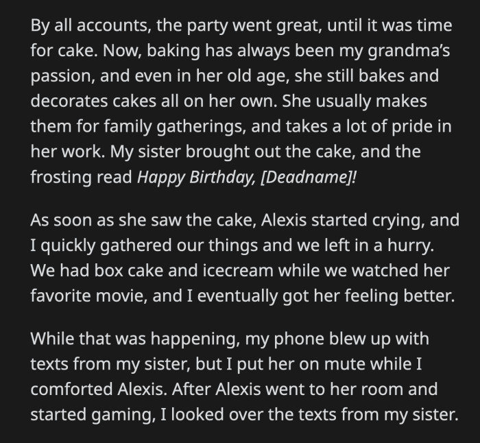 OP Texted His Sister That Those Were Horrible Things to Say About His Daughter and That They Were Done Spending Time with Family That Day. His Sister Replied with, 