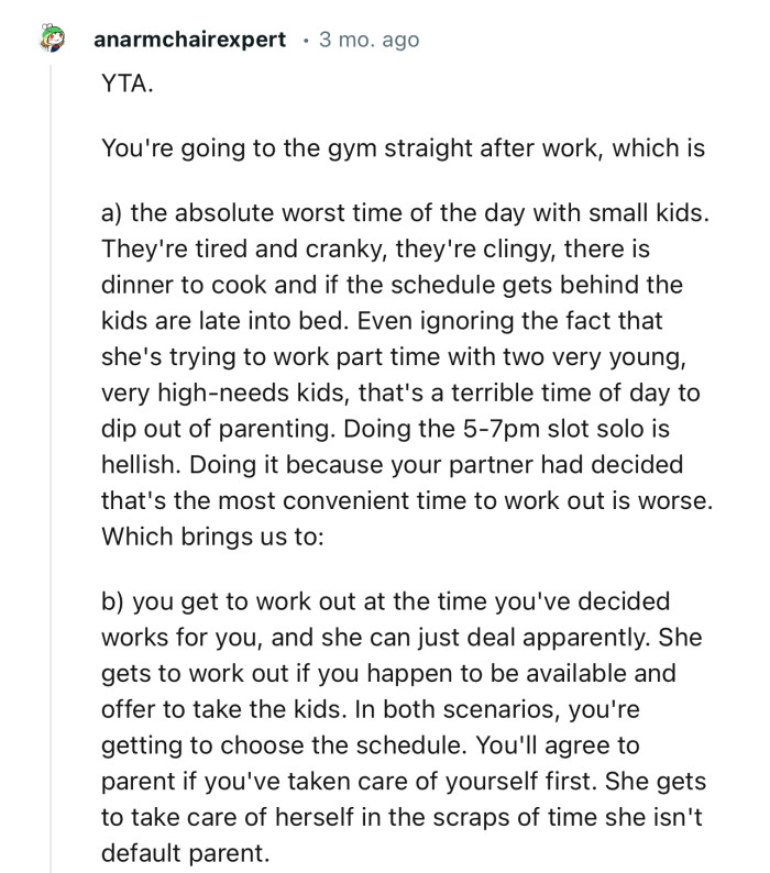 This Redditor has laid out OP’s faults in detail