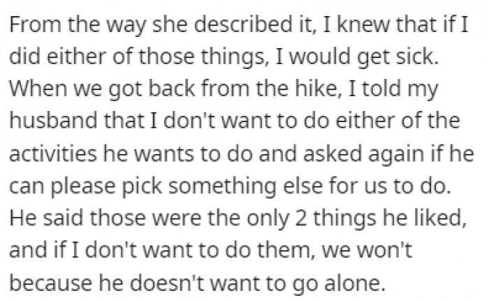 The husband was dead set on the two options that he gave OP