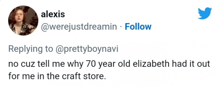 3. Here, we have a 70-year-old woman beefing with this tweep