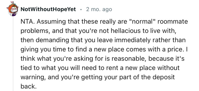 “I think what you're asking for is reasonable.”