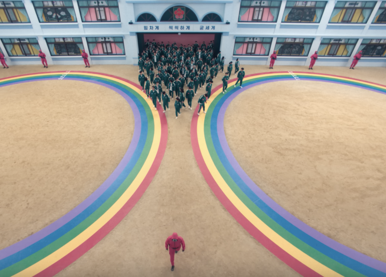 A preview of one of the stages was shown. The colorful non-intersecting rainbow circles in this context do not evoke hope or joy.