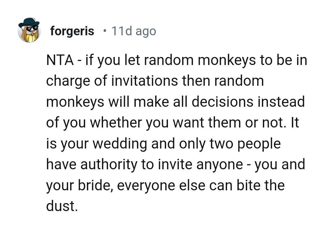 The OP and Nancy are the only ones with authority on who to invite