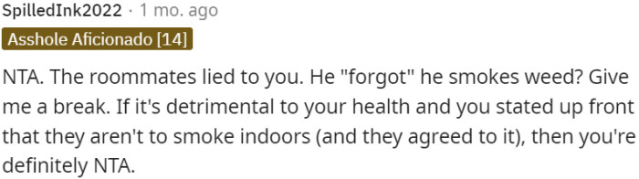 Roommates lied and conveniently 