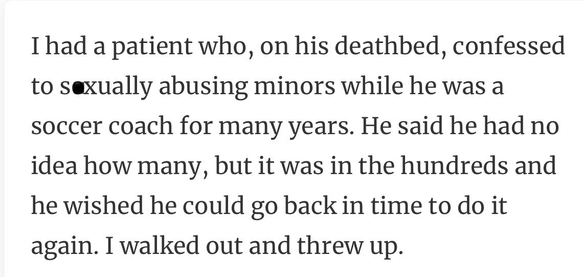10. Such an appalling confession would leave anyone unfortunate enough to be within hearing distance brutally scarred for life