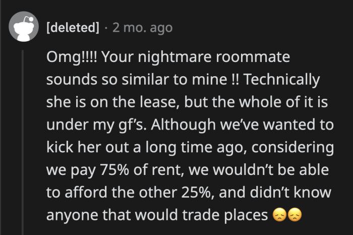 She pays the least rent and acts this entitled?