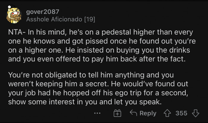 He's a grown man; he should be able to handle this.