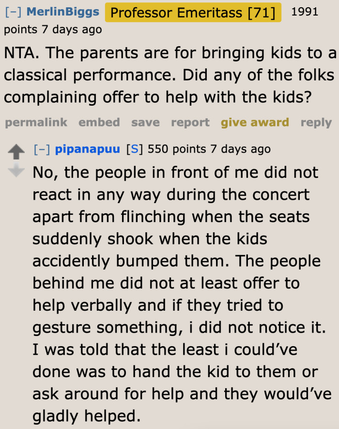 Why did these parents bring their kids to a classical music concert?