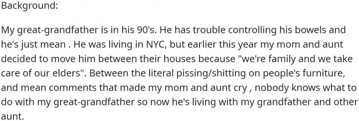 OP gave a background of family relations