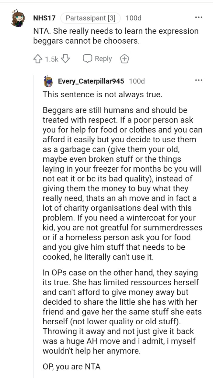 Learning the beggar cannot be choosers expression