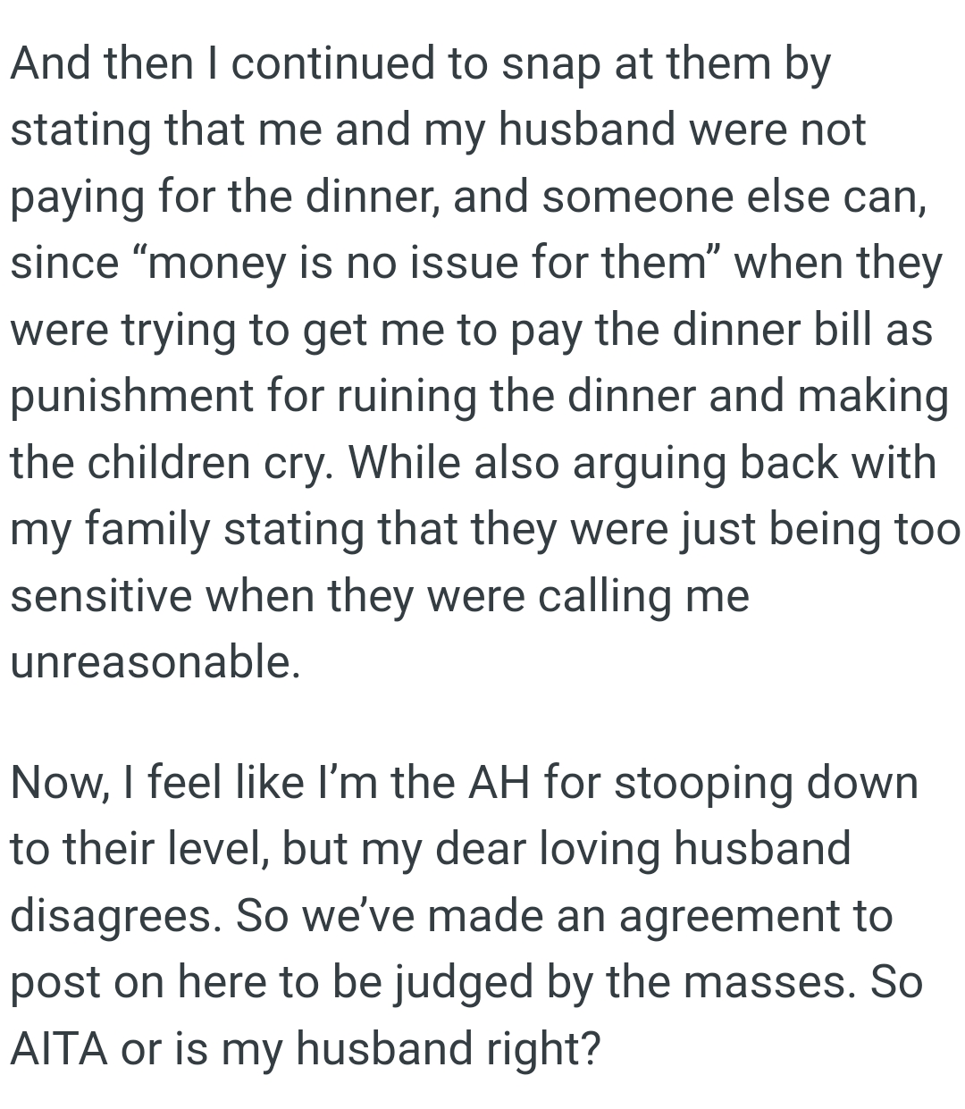OP's Family Stated That They Were Just Being Too Sensitive