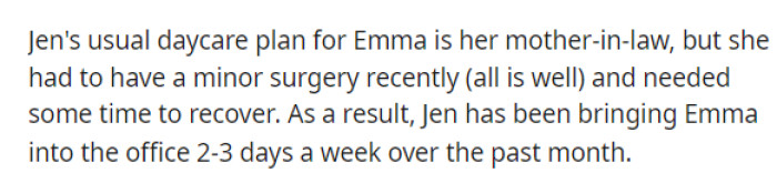 She goes into more detail about the situation and why the daughter was even brought into the office in the first place.