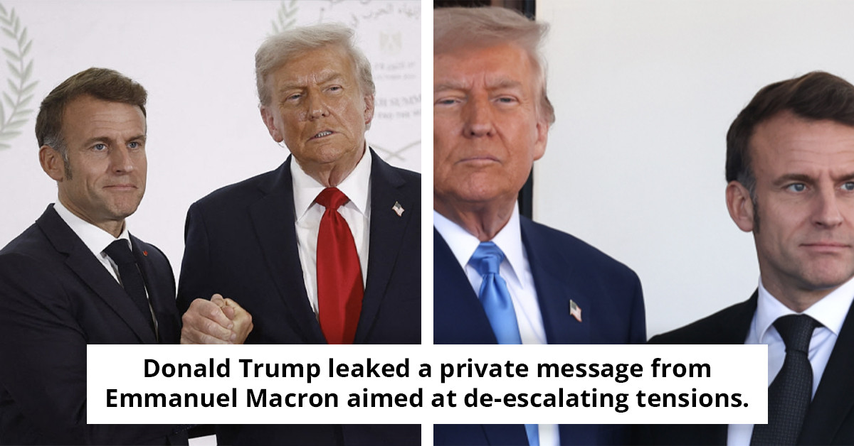 Trump shares private message from French president Macron as he threatens major tariffs amid global conflicts