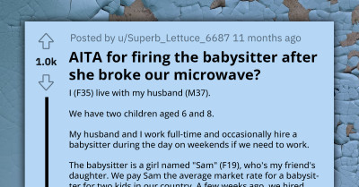 Redditor Asks If She Is In The Wrong For Firing A Babysitter After She Broke Their Microwave And Didn't Want To Replace It