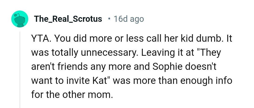 They're not friends anymore, and Sophie doesn't want to invite Kat