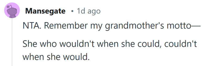 A grandmother's wisdom.