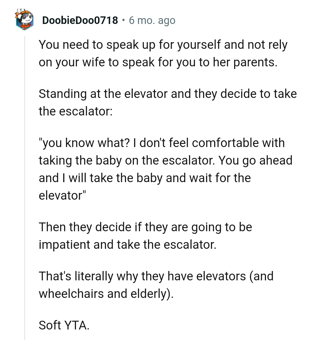I will take the baby and wait for the elevator