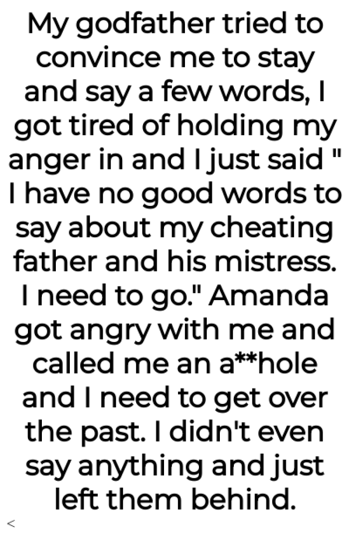 OP exposes her unfaithful father and the woman he cheated with during an engagement celebration.