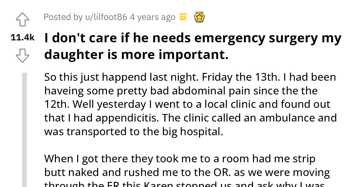 Entitled Mom Demands That Her Daughter With Swollen Ankle Goes Into Emergency Room Before A Man With Appendicitis