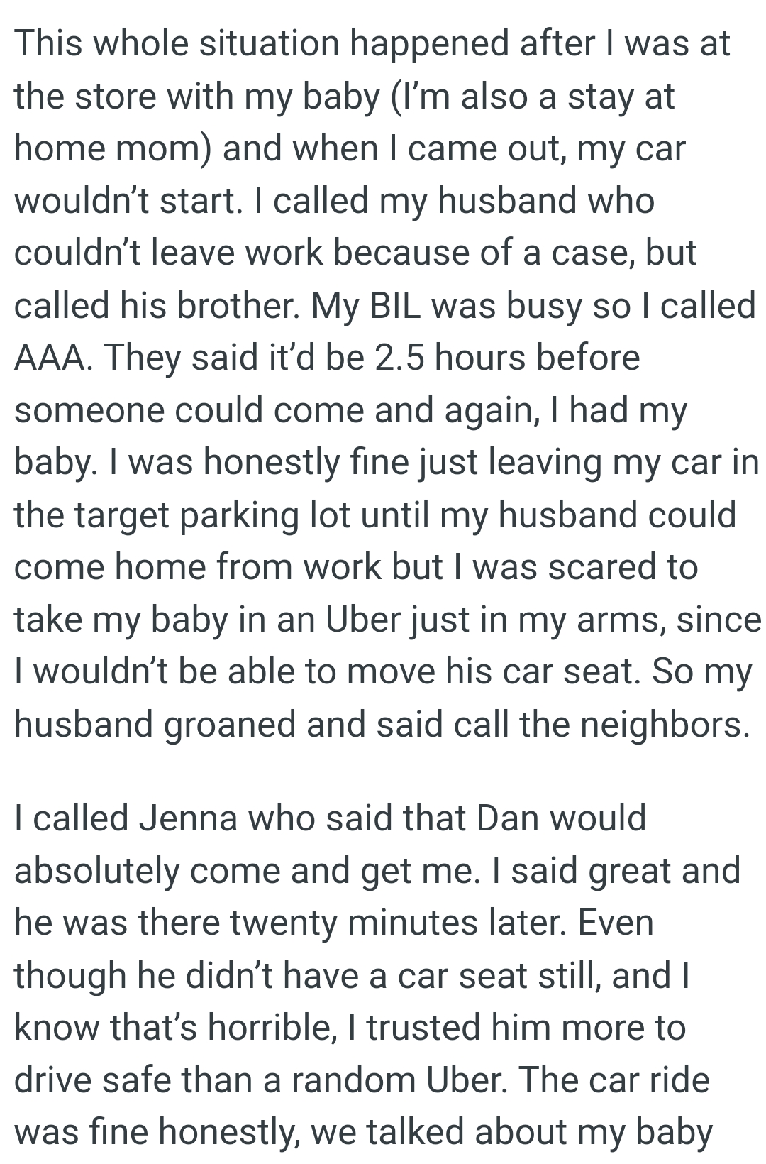 The OP was honestly fine just leaving her car in the Target parking lot