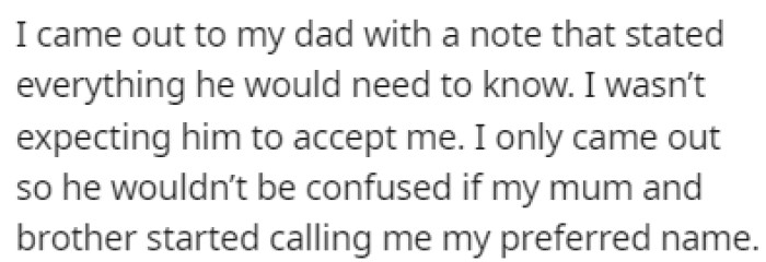 OP's Mom Accepted OP for Who They Were, but OP Knew It Wasn't Going to Be So Easy with Their Father
