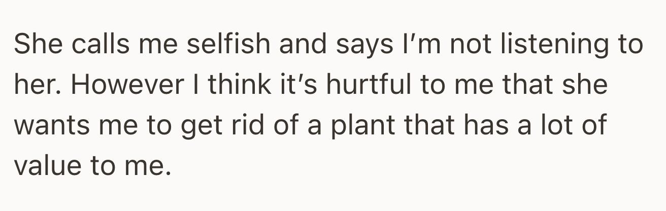 The girlfriend accused OP of being selfish and not considering her feelings, but OP finds it hurtful that she wants them to part with something meaningful.