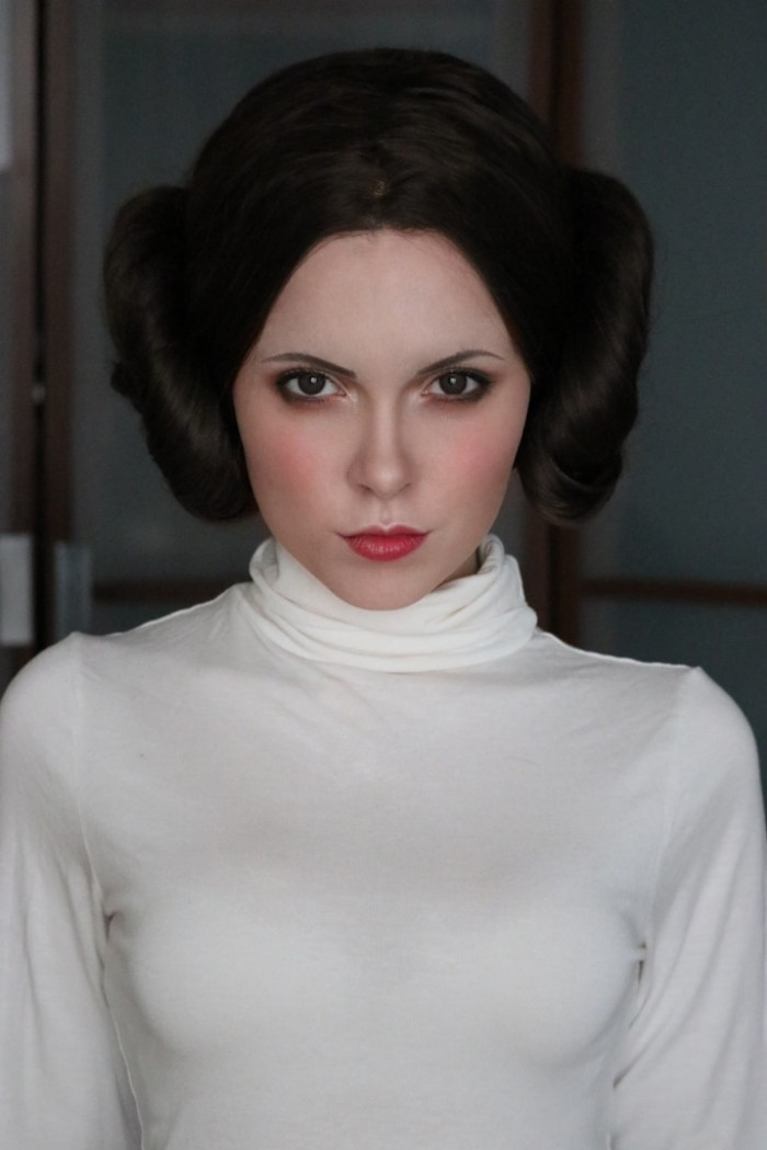 3. And here, she is cosplaying as Princess Leia from Star Wars