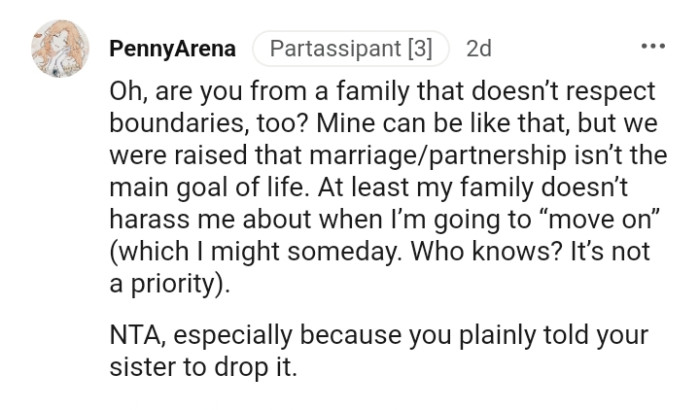 The OP plainly told her sister to drop it first