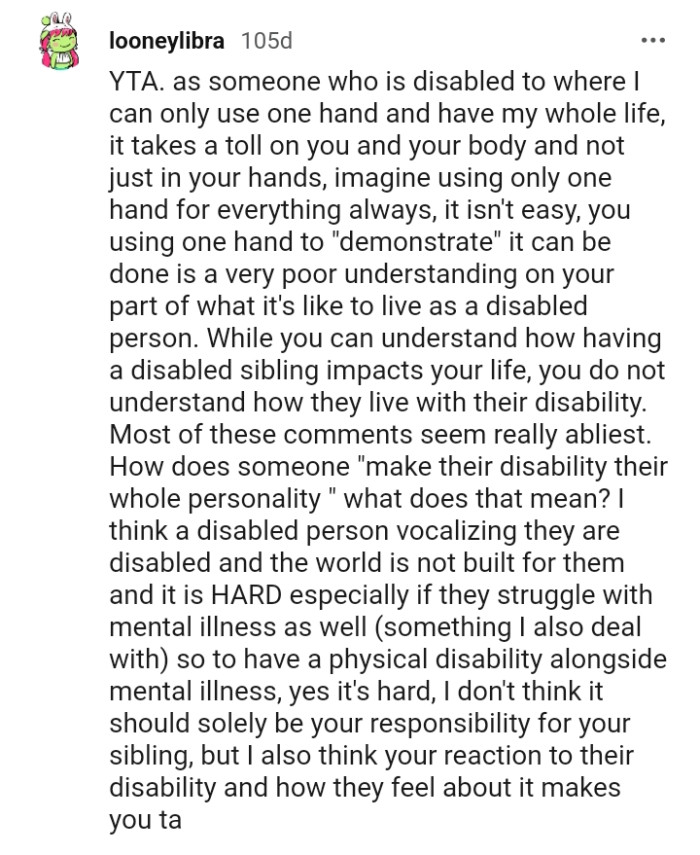 To have a physical and mental sickness is very hard