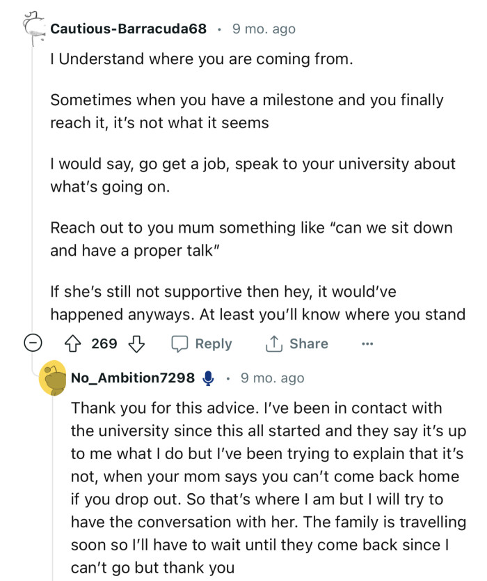 “I would say, go get a job, speak to your university about what’s going on.”