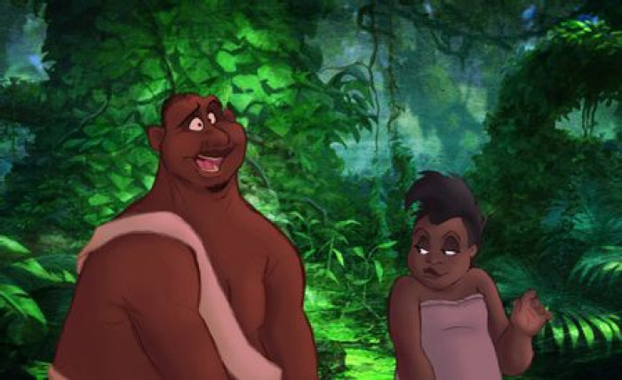 5. Reimagining the gorillas and elephants suddenly becoming human beings in Tarzan