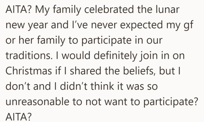 He wonders if holding firm on a tradition he doesn’t share truly makes him the villain in this holiday clash.
