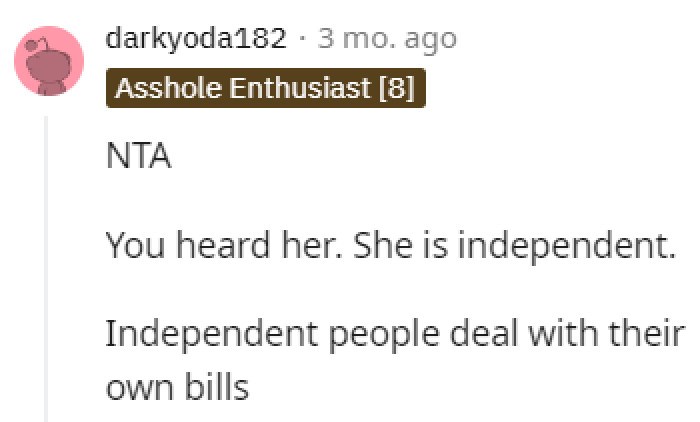 She wants to be independent