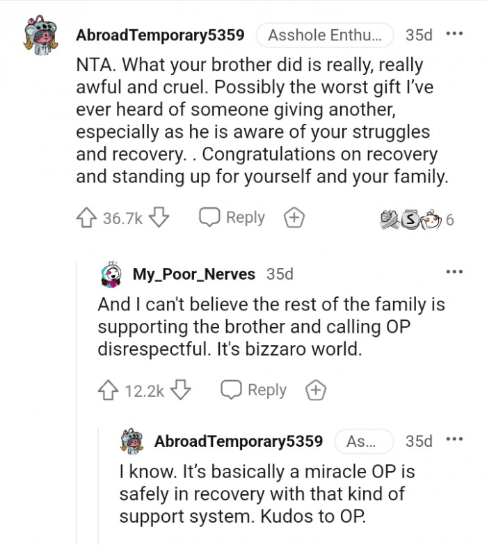Congratulating the OP for standing up for himself