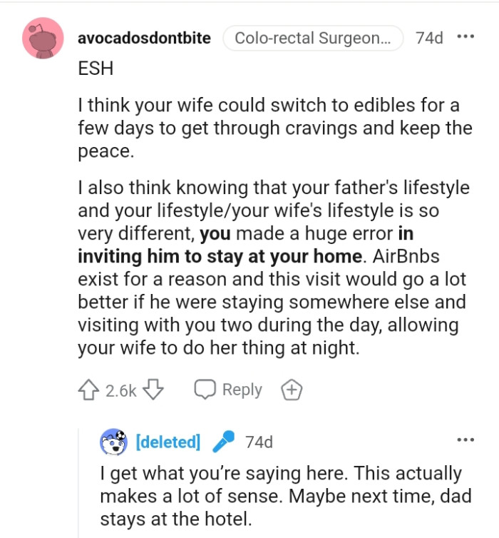 The OP made a huge error in inviting his dad to come stay at his place