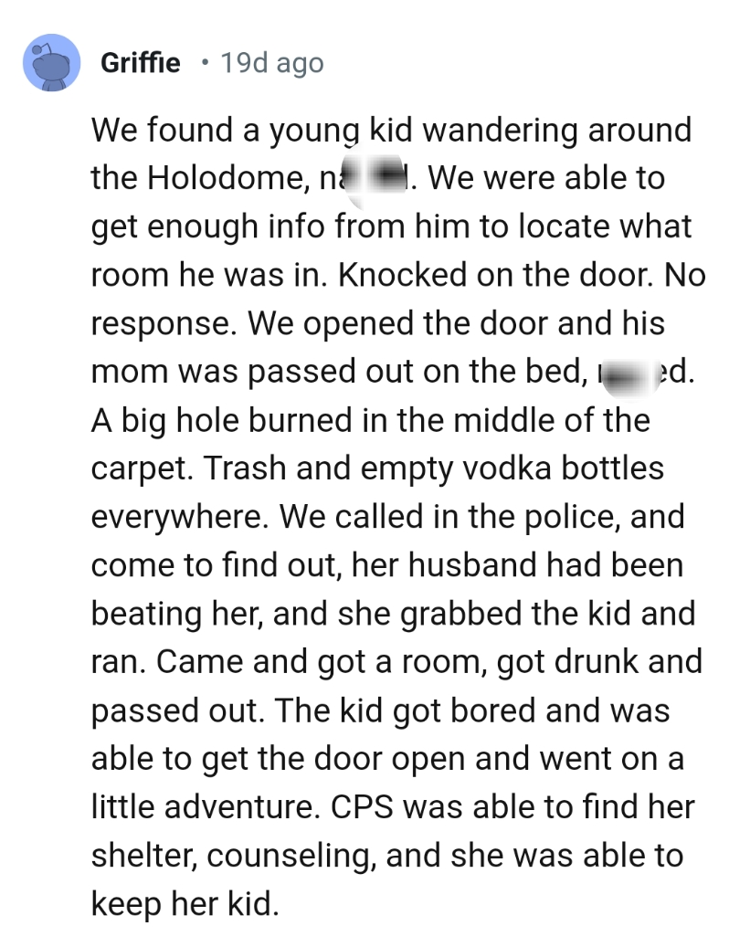 20. A big hole burned in the middle of the carpet