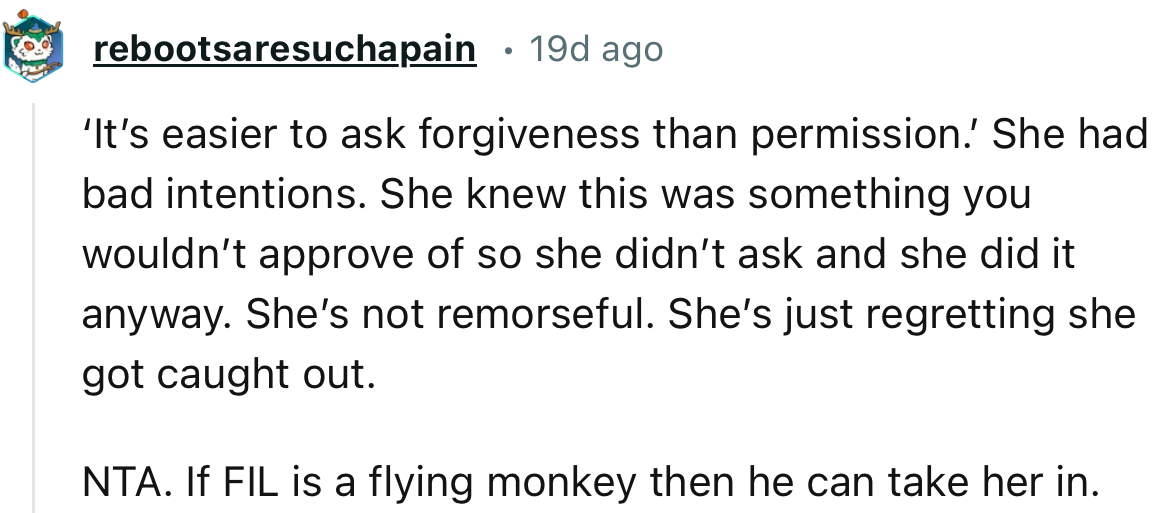 “She’s not remorseful. She’s just regretting she got caught out.”