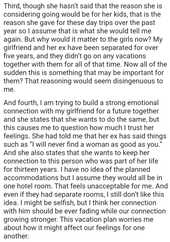The OP is trying to build a strong emotional connection with his girlfriend for a future together