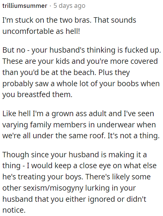 OP's husband's perspective is problematic.