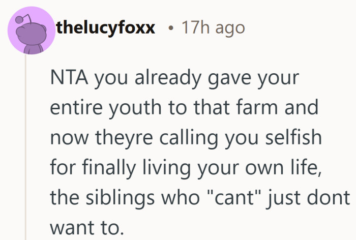 Finally choosing himself is being treated like a betrayal instead of a turning point.
