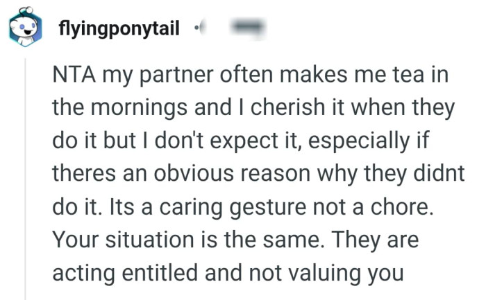 It is a caring gesture not a chore