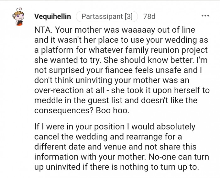 She Took It Upon Herself to Meddle with the Guest List