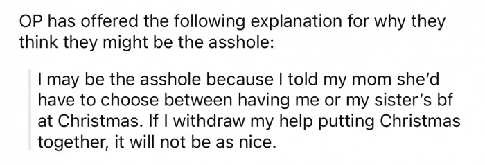 OP thinks she might potentially be the a-hole for the following reason: