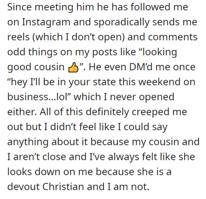 He even followed her on Instagram, sending her unsolicited reels and messages as if they had become close in such a short time.