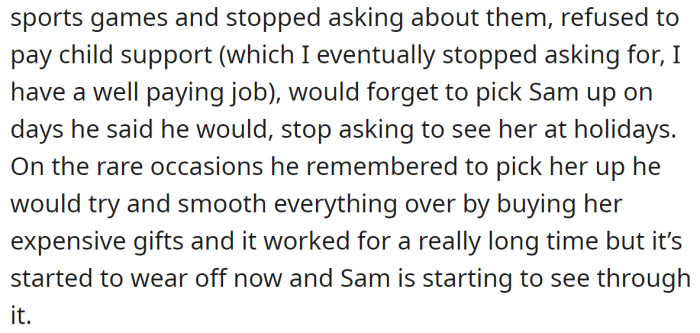 She described his behavior towards their daughter.