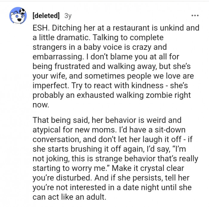 Her behavior is weird yet typical for new moms