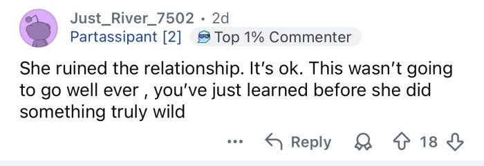 She ruined the relationship.